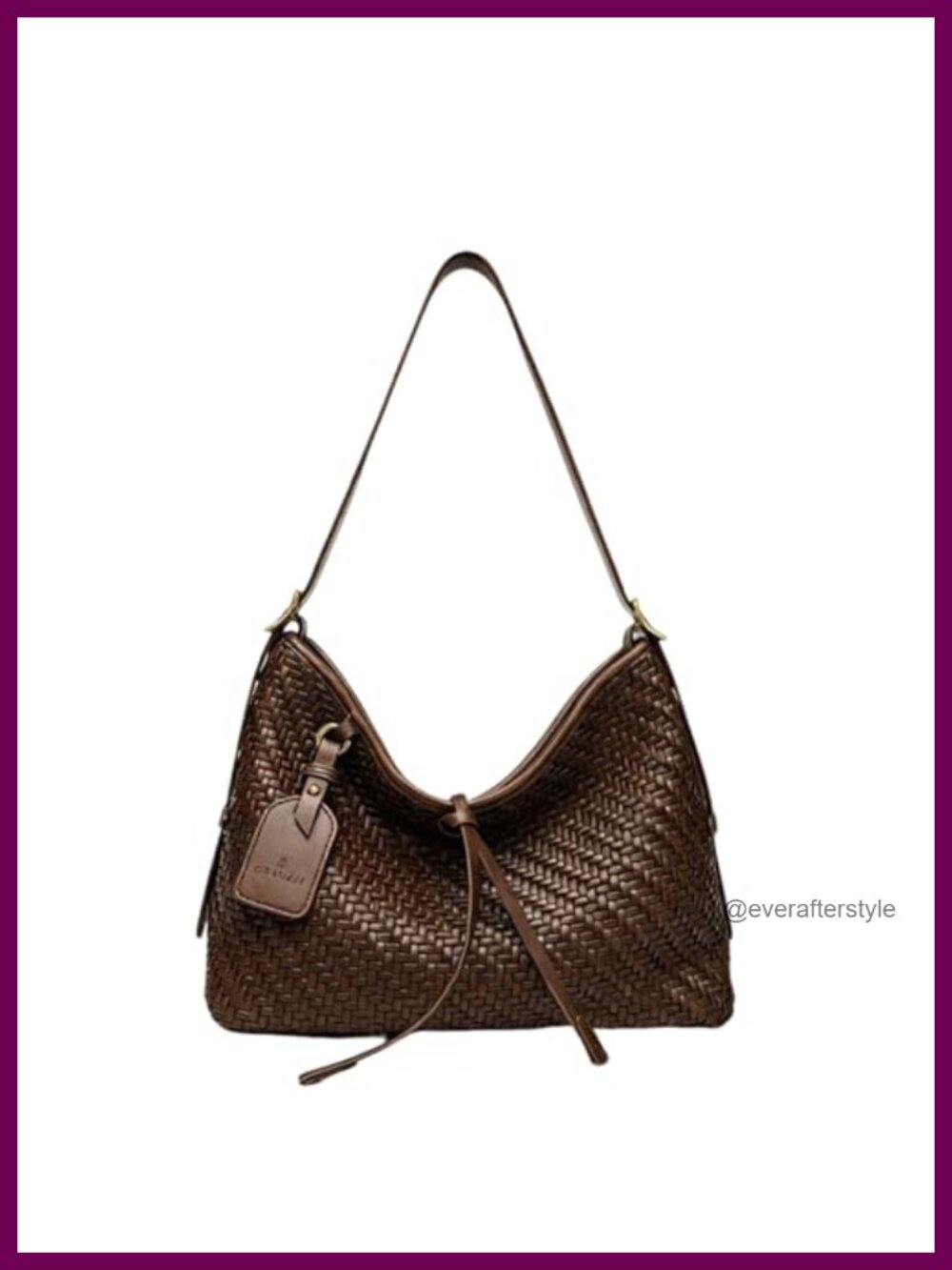 Woven Leather Shoulder Bag Adjustable Strap Crossbody Tote